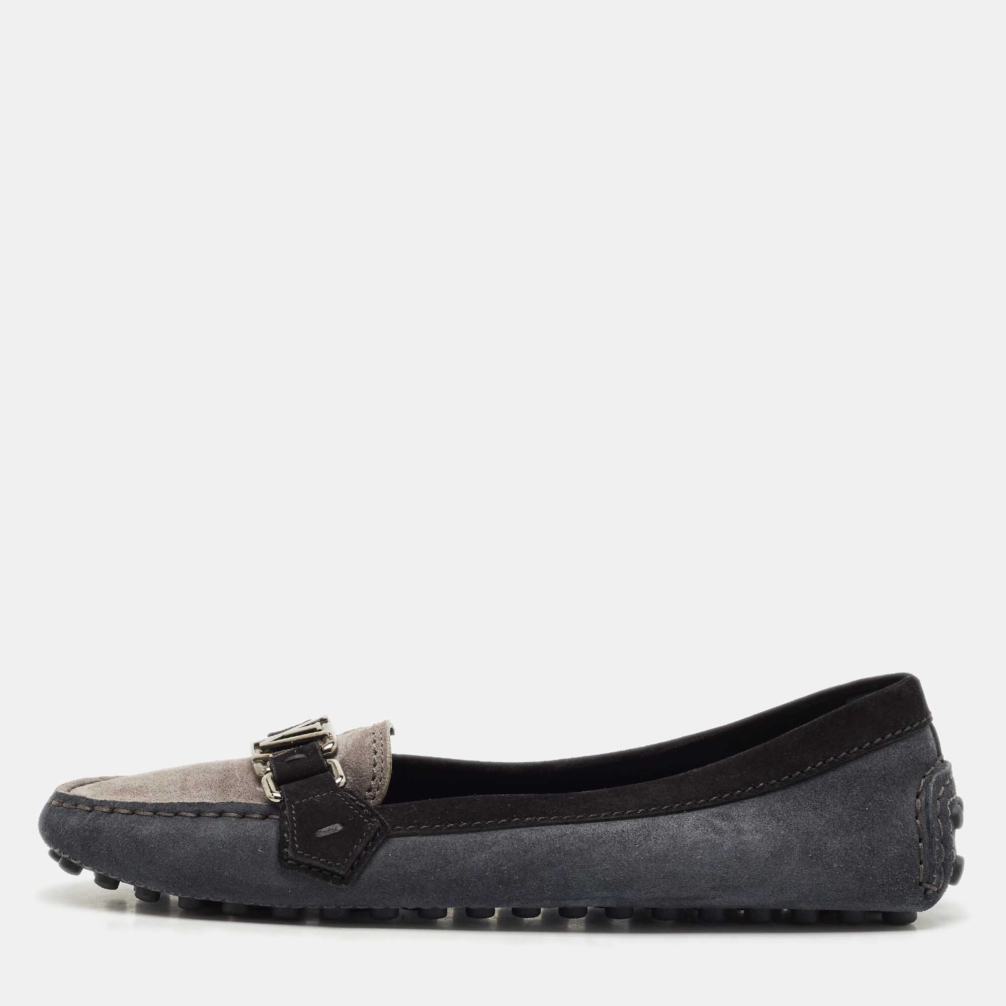 Louis Vuitton Tricolour Suede Oxford Loafers Size 39