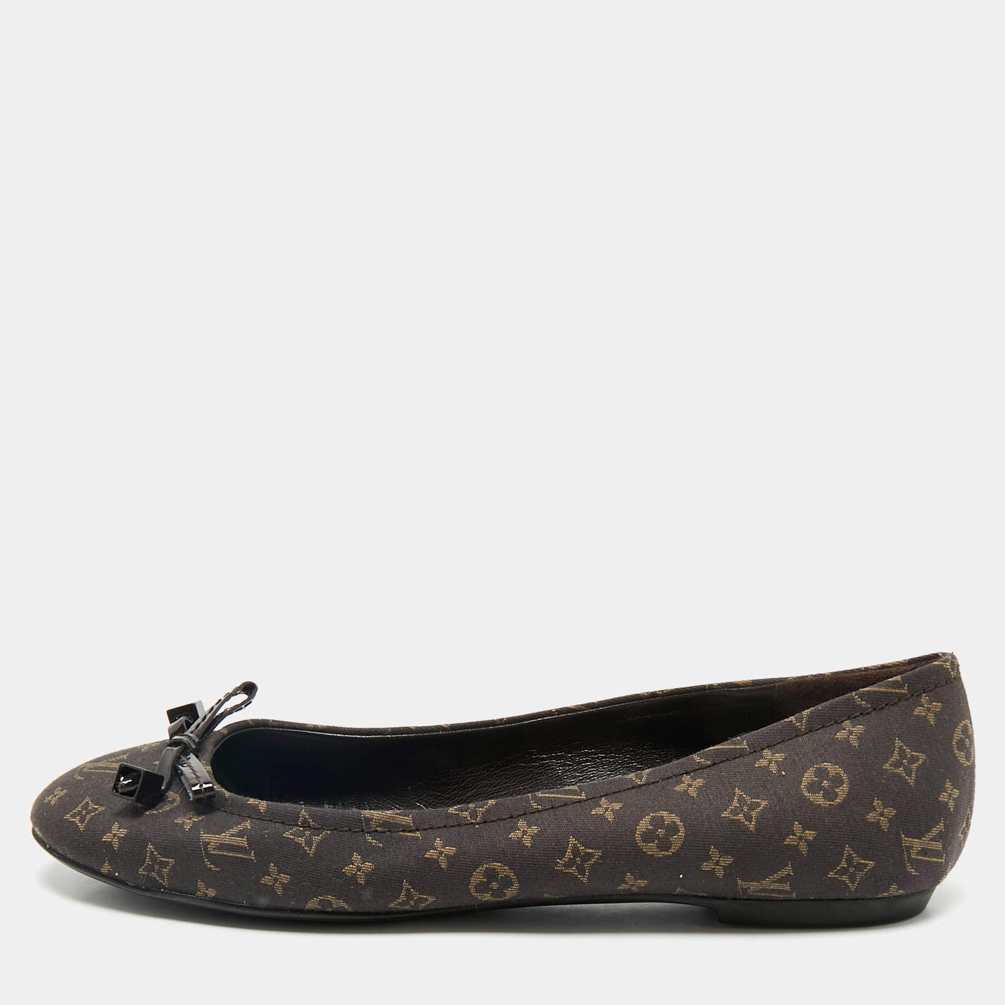 Louis Vuitton Brown Monogram Mini Lin Canvas Debbie Ballet Flats Size 37.5