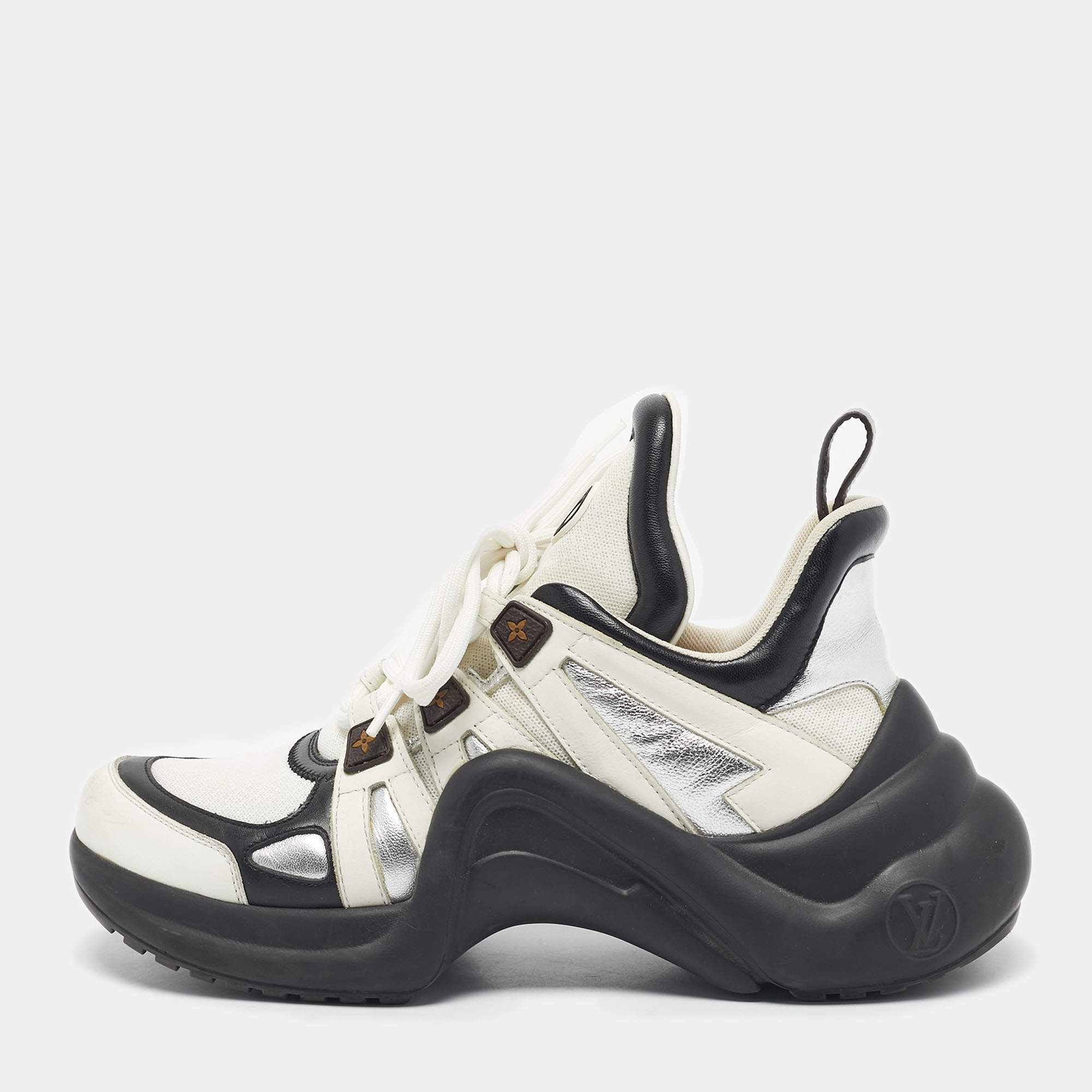 Pre Owned Louis Vuitton Tricolor Leather and Monogram Canvas Archlight Sneakers Size 38