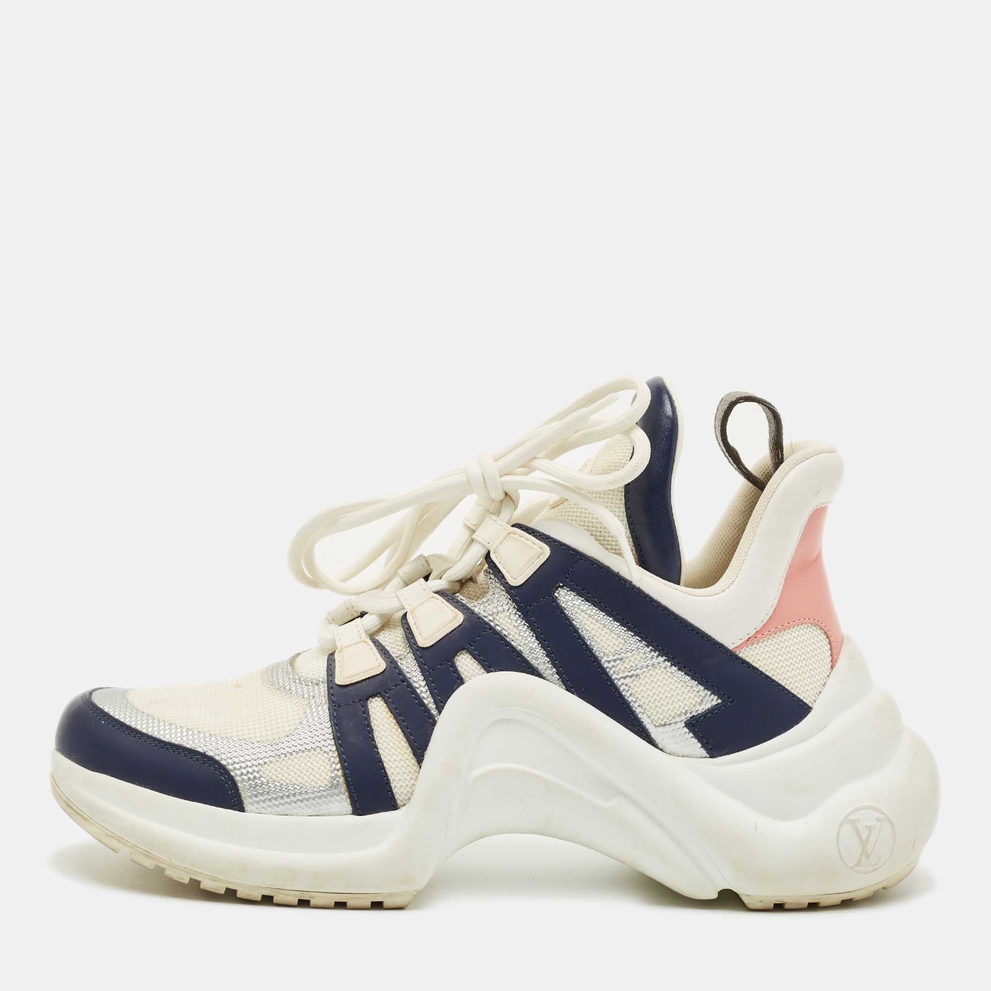 Pre Owned Louis Vuitton Multicolor Leather and Mesh Archlight Low Top Sneakers Size 39