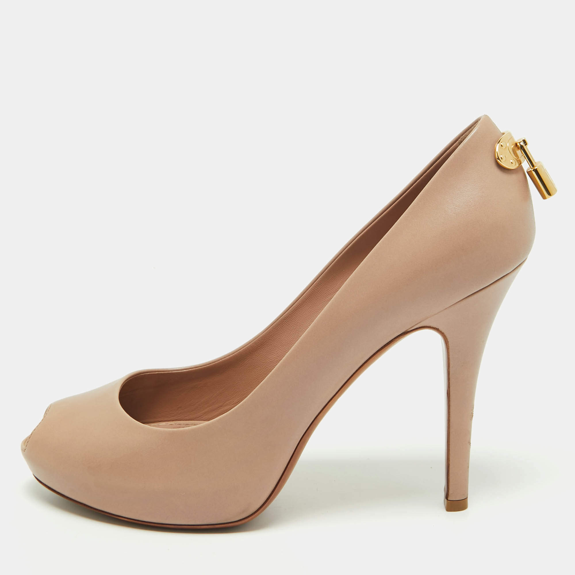 Pre Owned Louis Vuitton Beige Leather Oh Really! Peep Toe Pumps 40