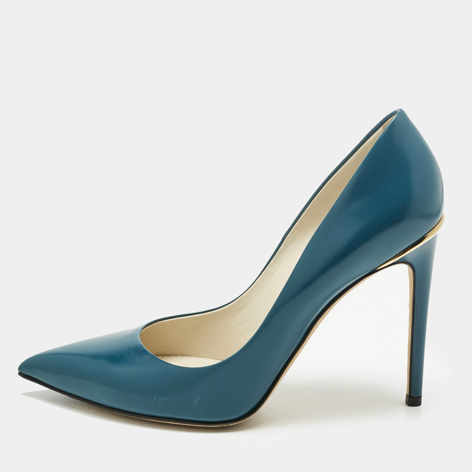 Pre Owned Louis Vuitton Blue Leather Eyeline Pointed Toe Pumps Size 39