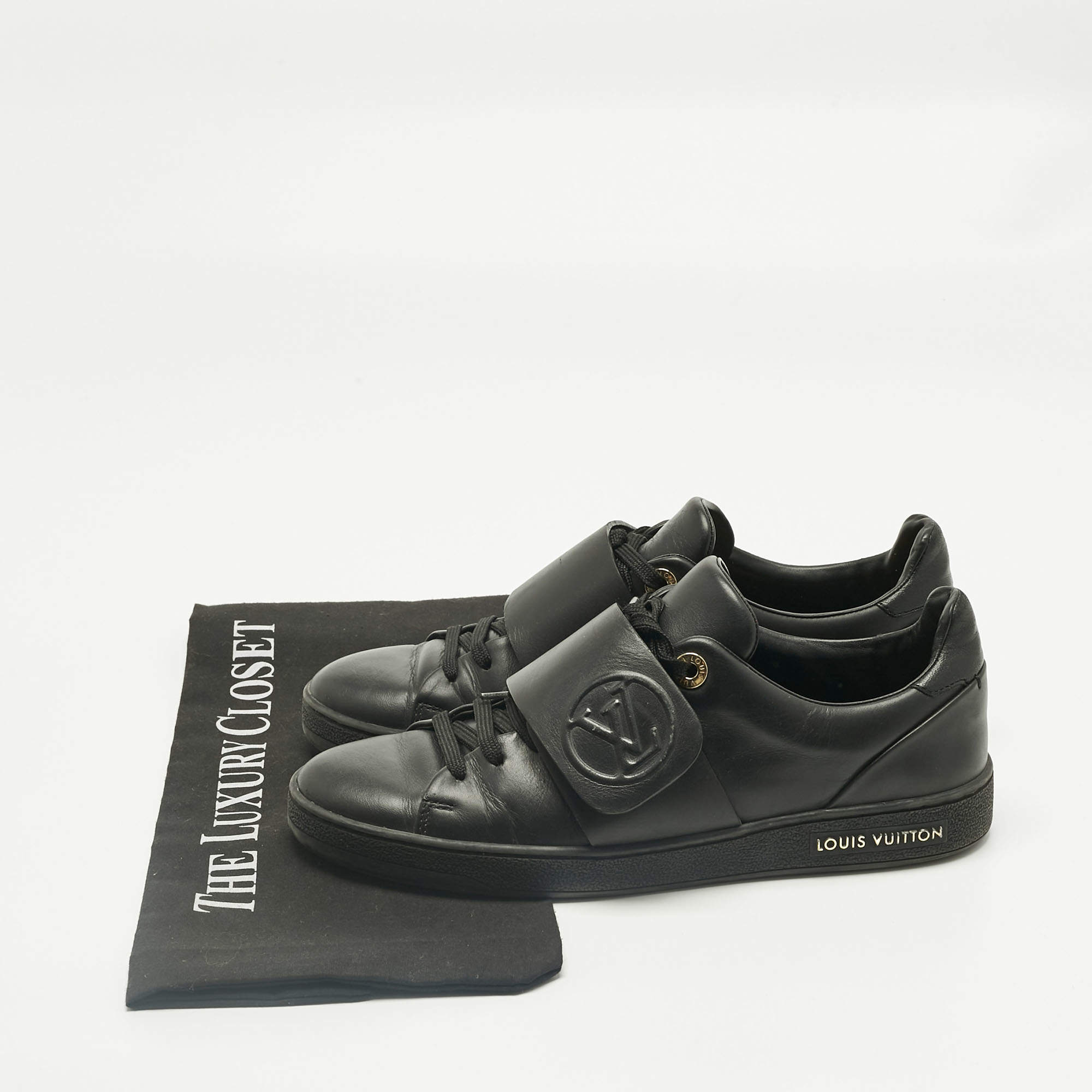 Louis Vuitton Black Leather Zip Detail High Top Sneakers