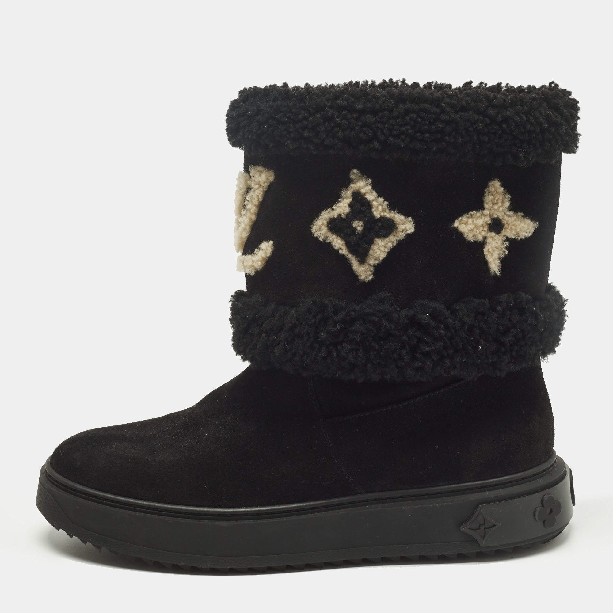 مملوكة مسبقًا Louis Vuitton Snowdrop Size 39 Black Suede Snow Boots