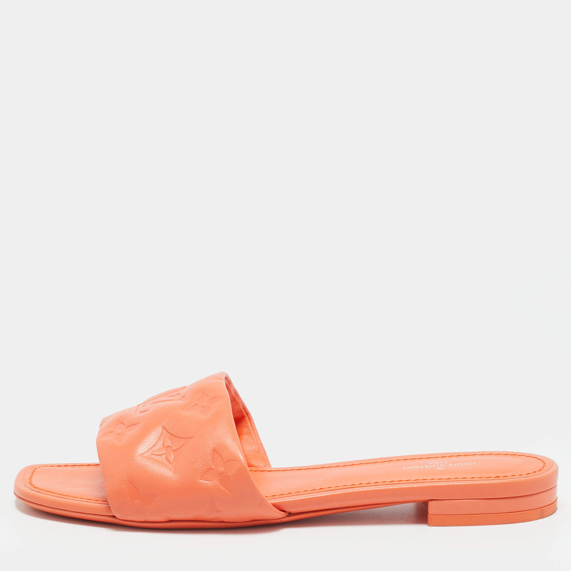 مملوكة مسبقًا Louis Vuitton Revival Size 37.5 Orange Monogram Leather Flat Slide