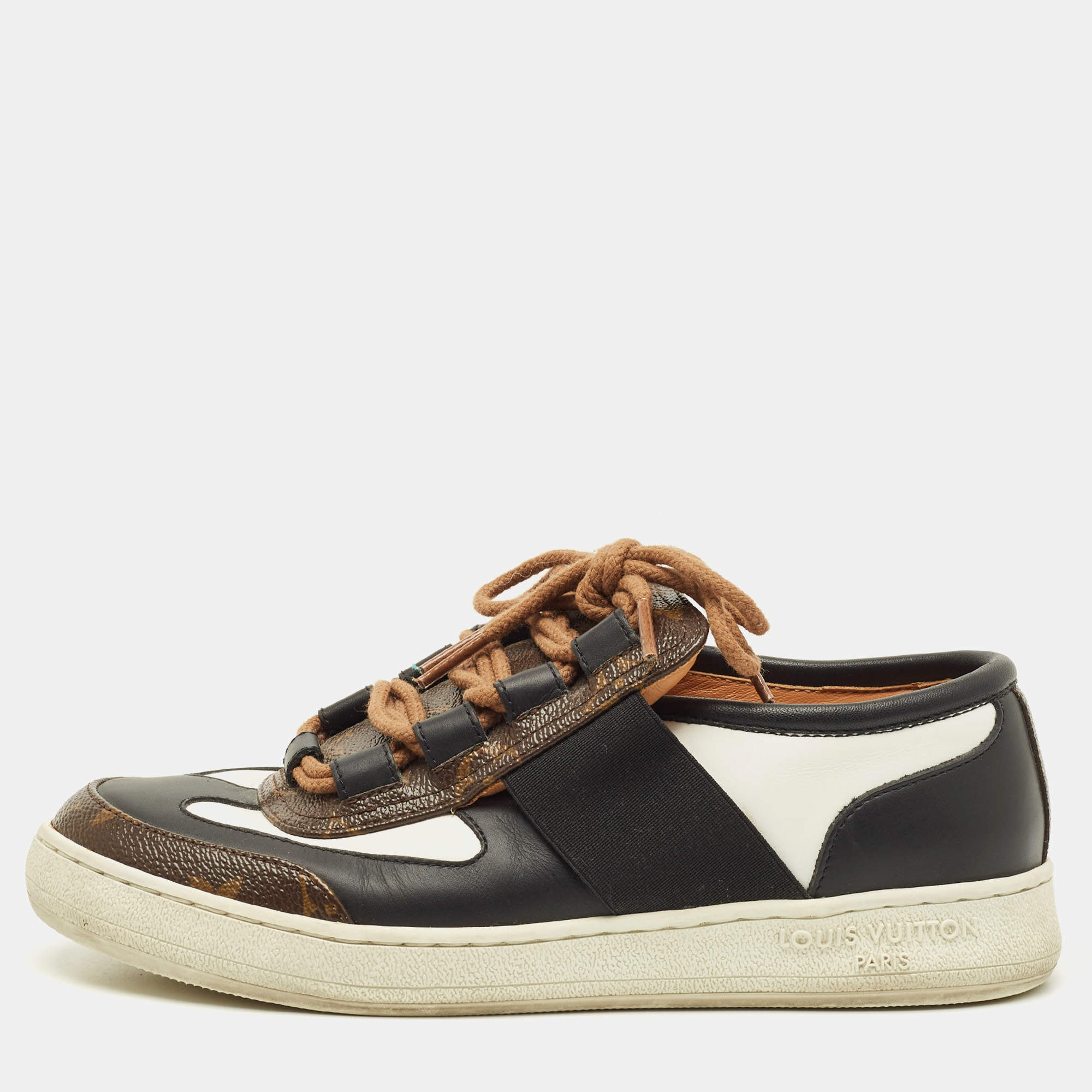 Pre Owned Louis Vuitton LV Trainer Size 37 Tricolor Monogram Canvas and Leather Low Top Sneakers
