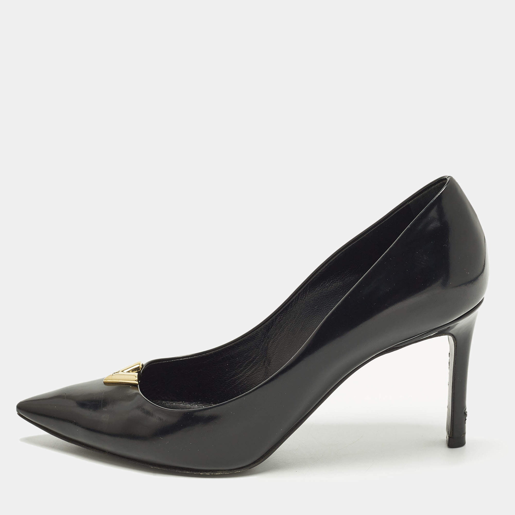 مملوكة مسبقًا Louis Vuitton Heart Breaker Size 37 Black Leather Pointed Toe Pumps