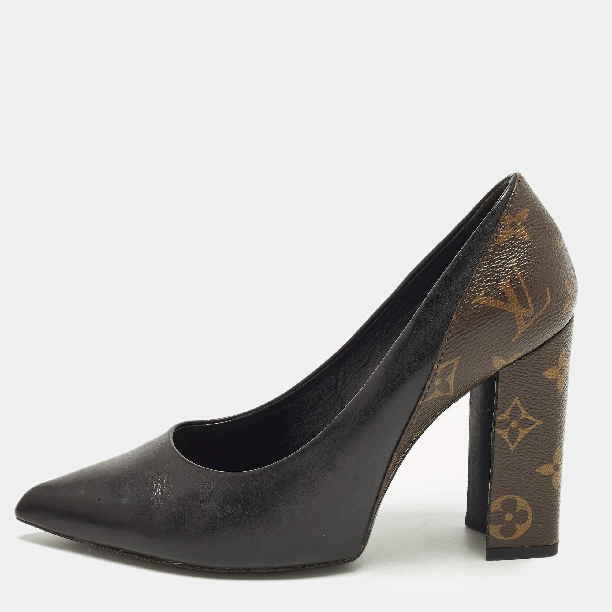 مملوكة مسبقًا Louis Vuitton Chérie Size 37.5 Brown/Black Canvas and Leather Pumps