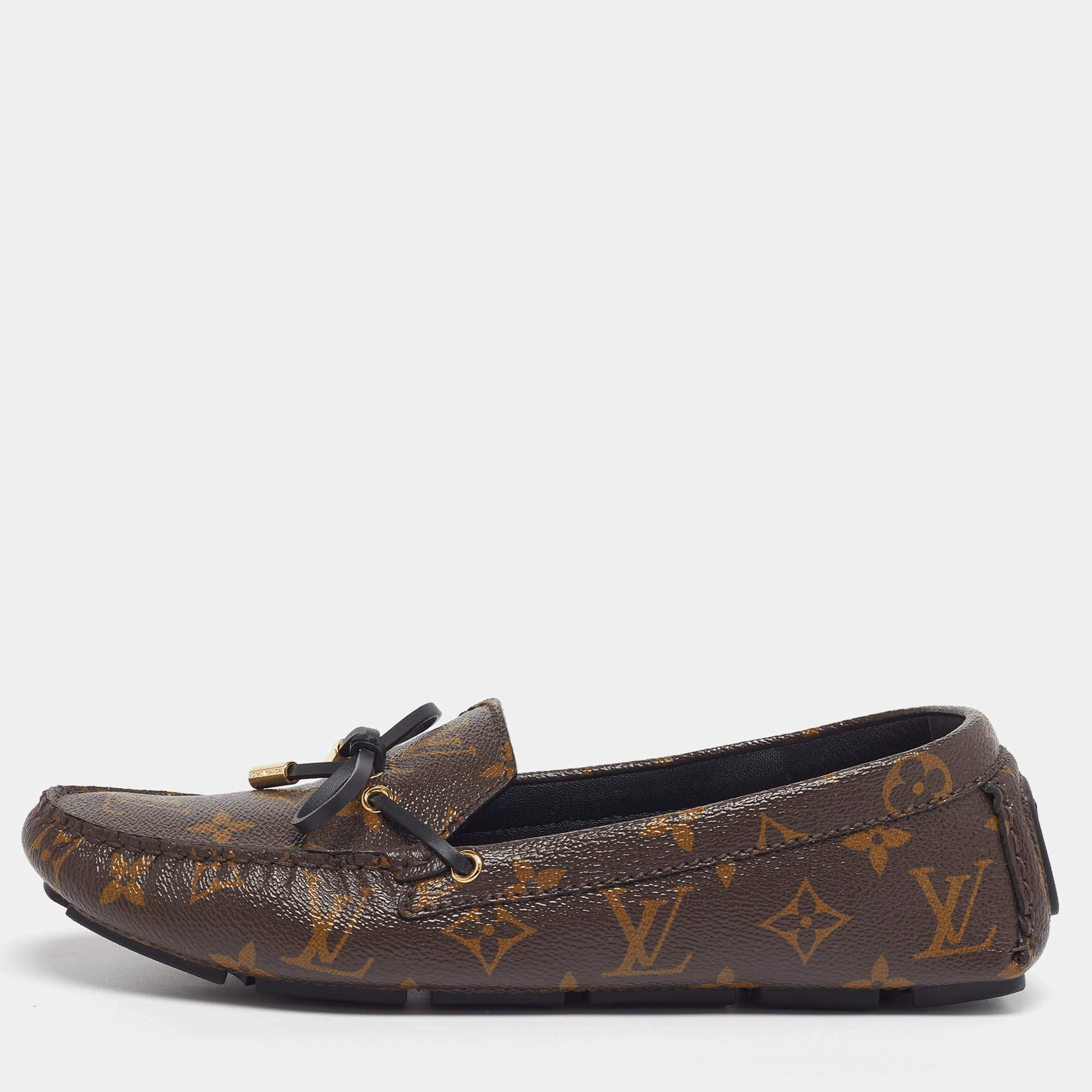 Pre Owned Louis Vuitton Gloria Size 40 Brown Monogram Canvas Loafers