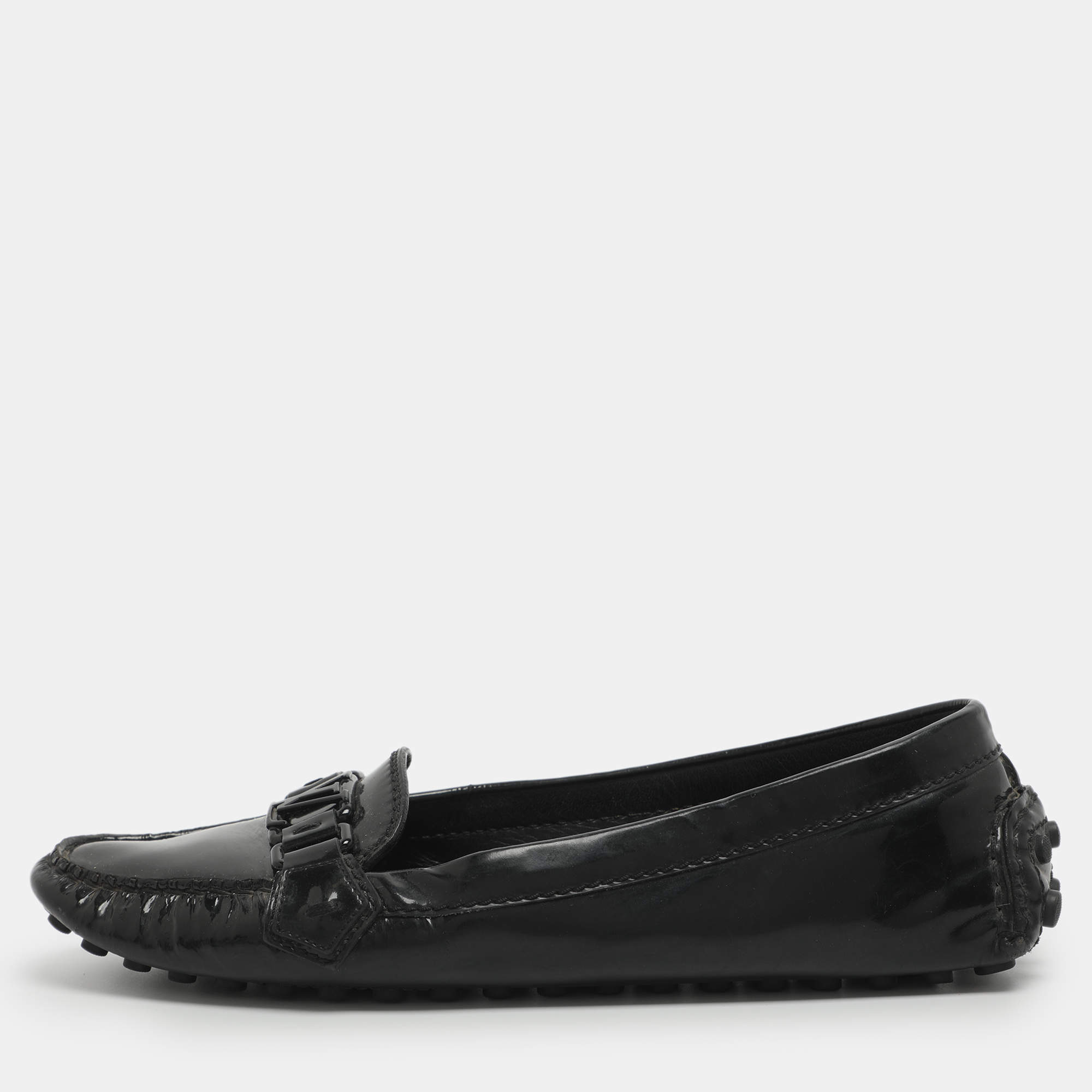 مملوكة مسبقًا Louis Vuitton Size 39 Black Patent Leather Oxford Loafers 