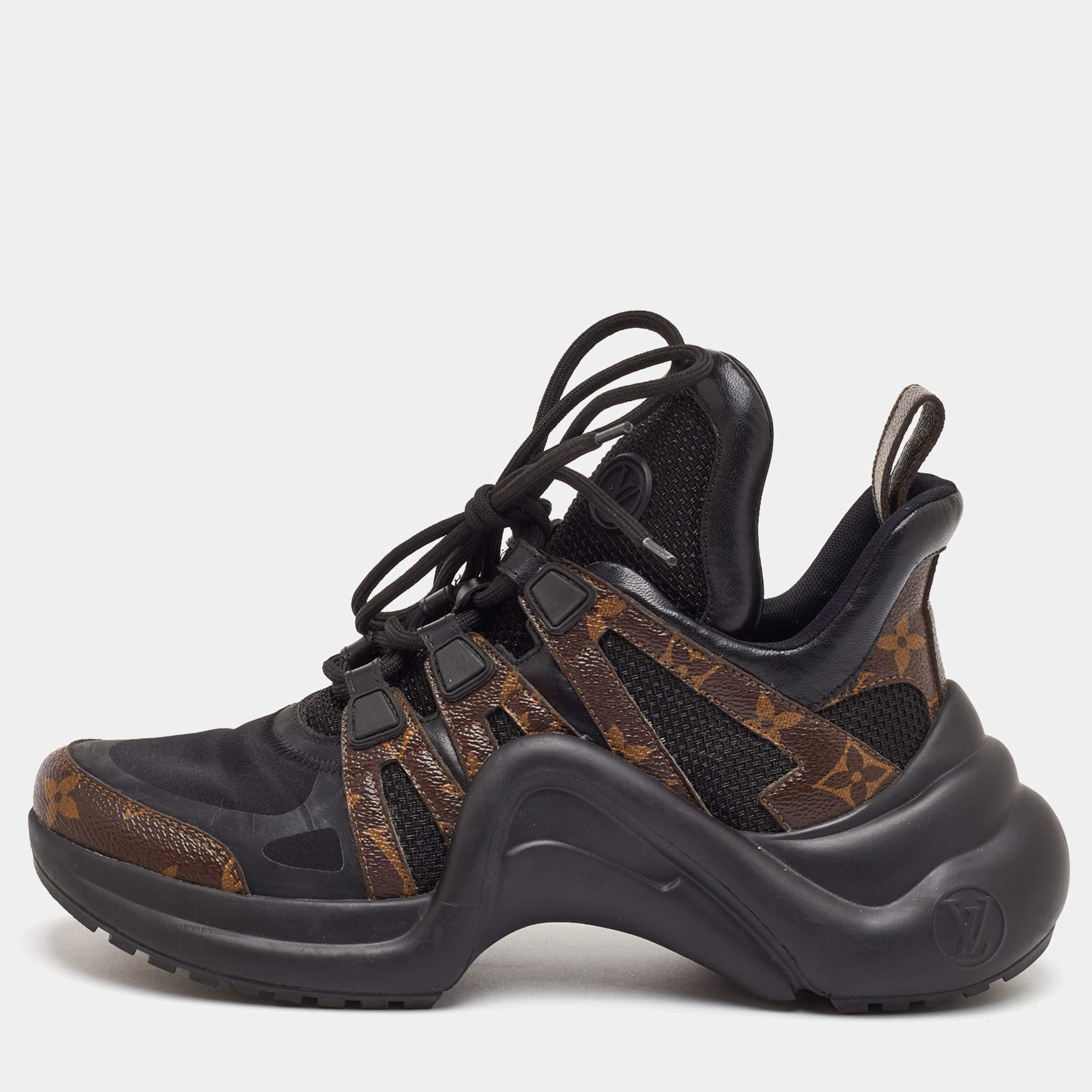 Pre Owned حذاء رياضي لوي فيتون أرتشلايت كانفاس مونوجرامي وشبكي بعنق منخفض مقاس 37.5