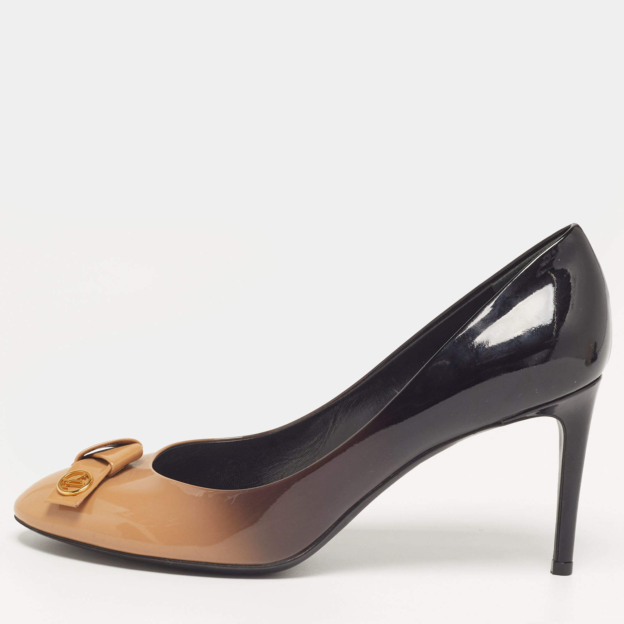 Pre Owned Louis Vuitton Fiance Size 39 Beige/Brown Patent Leather Pumps