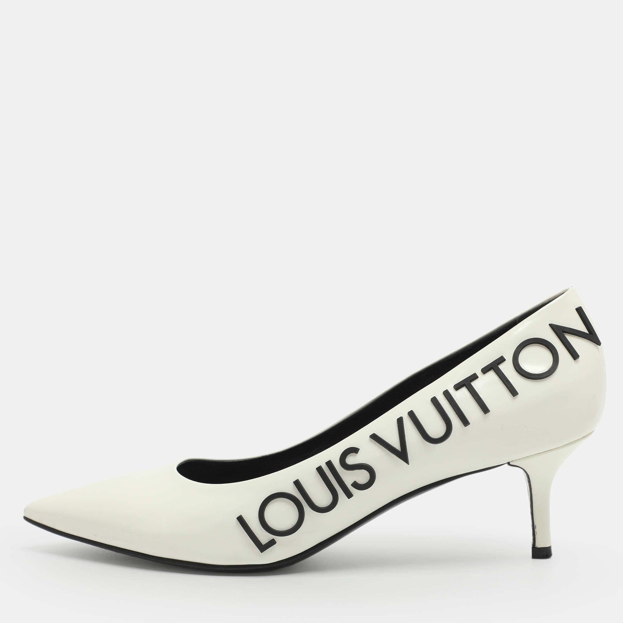 Pre Owned Louis Vuitton Logo Size 41 White Leather Pumps