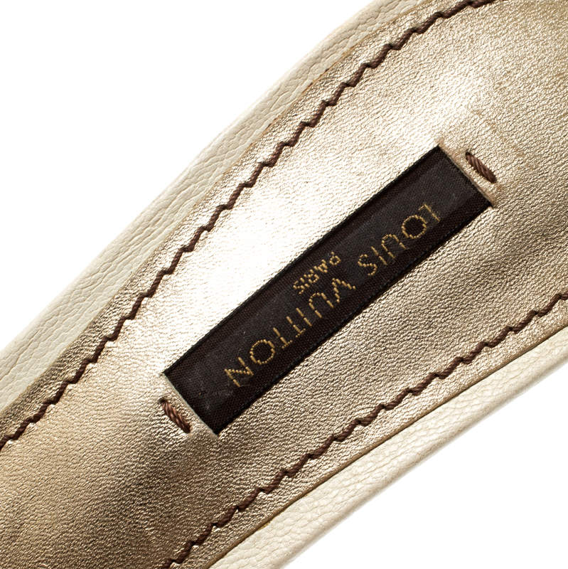 Louis Vuitton White Leather Buckle Kitten Heels Sandals Size 37.5 -  ShopStyle