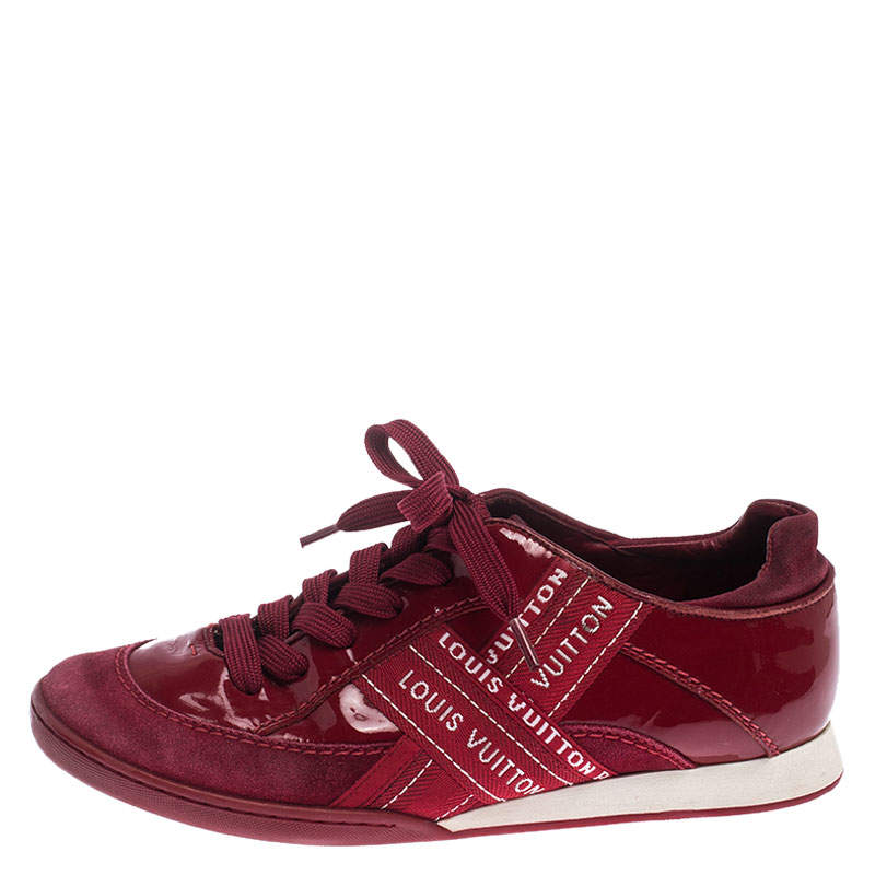 Louis Vuitton Red Suede and Patent Leather Runway Sneakers Size 7/37.5 -  Yoogi's Closet