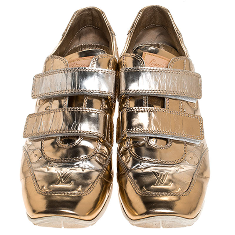 Louis Vuitton Metallic Gold Monogram Mirror Tennis Shoes Size 37.5 Louis  Vuitton