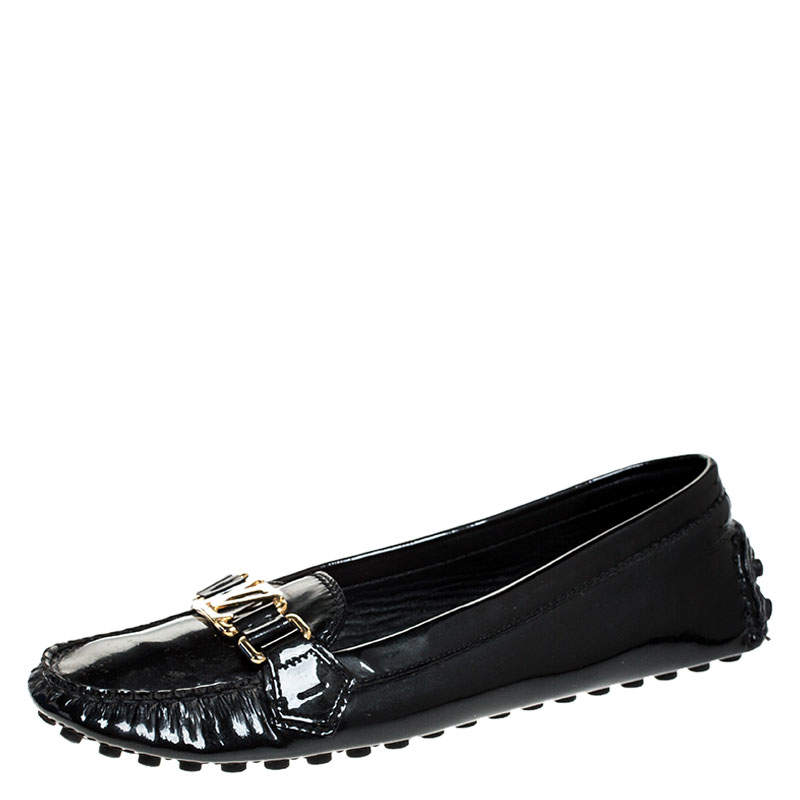 حذاء أوكسفورد لوفرز لوي فيتون جلد لامع أسود مقاس 38.5