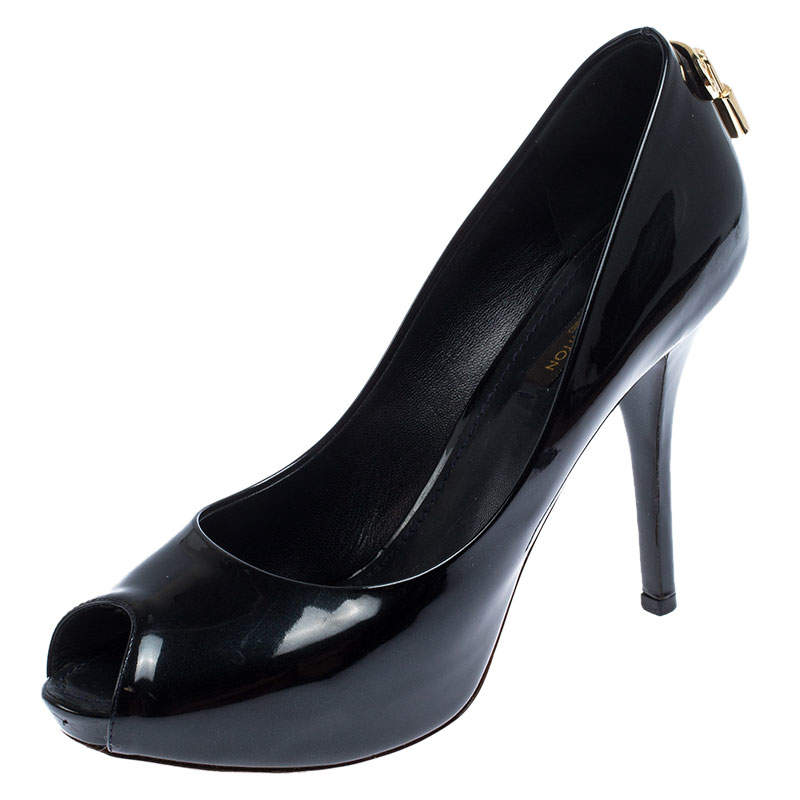 مملوكة مسبقًا Louis Vuitton Black Patent Leather Oh Really! Peep Toe Platform Pumps Size 37