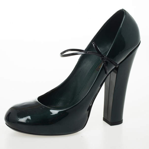 Pre Owned Louis Vuitton Teal Patent Fetish Mary Jane Pumps Size 40