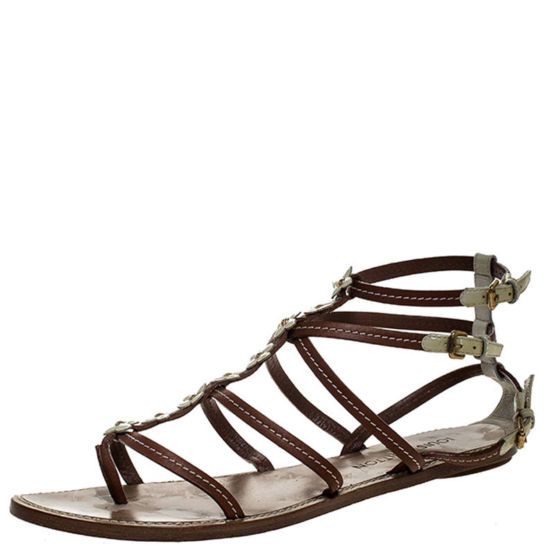 brown strappy flats