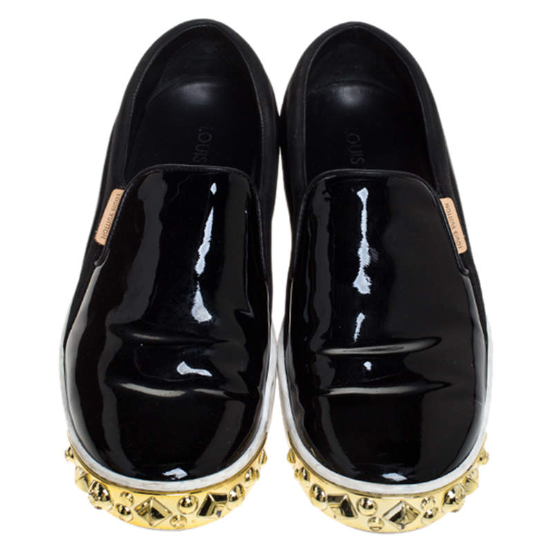 Louis Vuitton Black Studded Tempo Slip On Sneakers 37.5 – The Closet