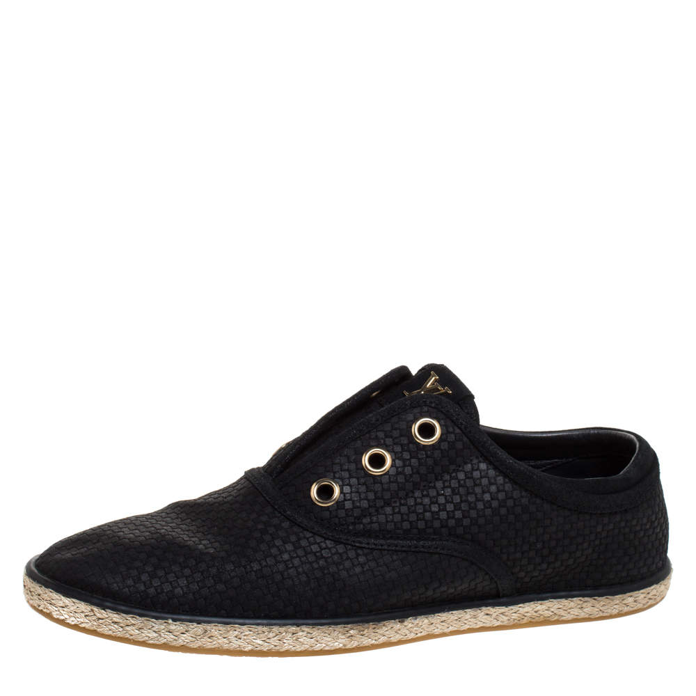 Louis Vuitton Black Leather Laceless Espadrille Sneakers Size 38.5