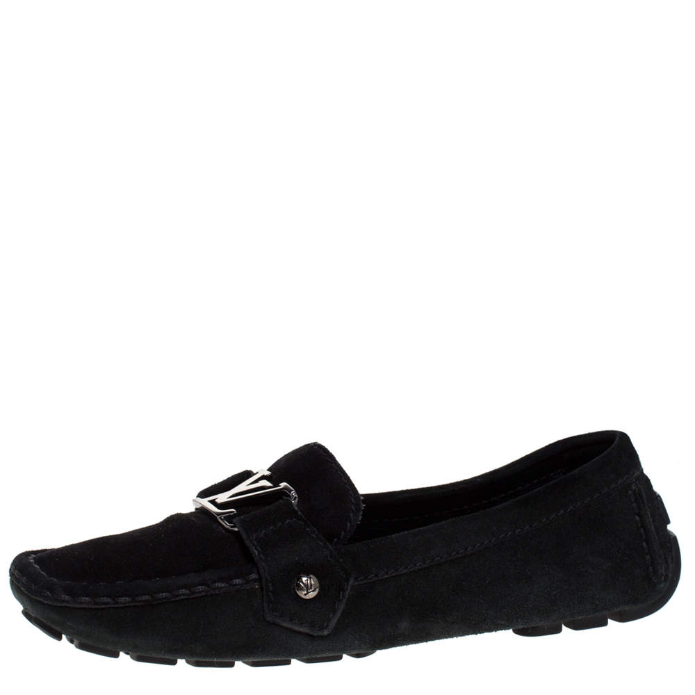 Pre Owned حذاء لوفرز أوكسفورد لوي فيتون سويدي أخضر و أسود مقاس 37.5