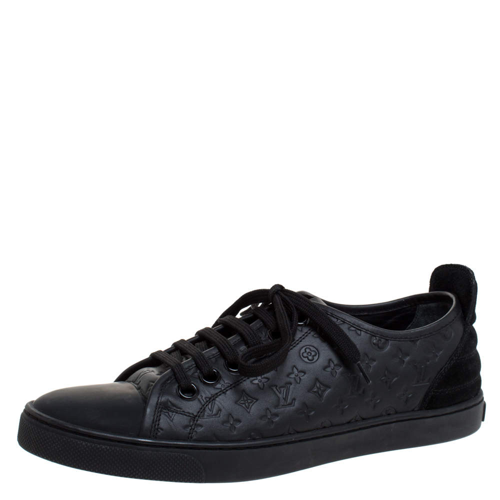 Louis Vuitton Black Monogram Empreinte Leather and Suede Low Top Sneakers Size 37
