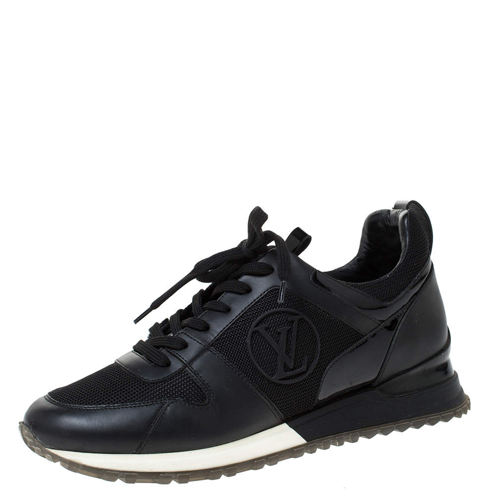 Pre Owned Louis Vuitton Black Perforated Leather Run Away Sneakers Size 38.5