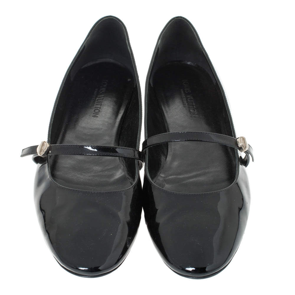 Louis Vuitton Black Patent Leather Mary Jane Uniforme Flats Size 6.5/37