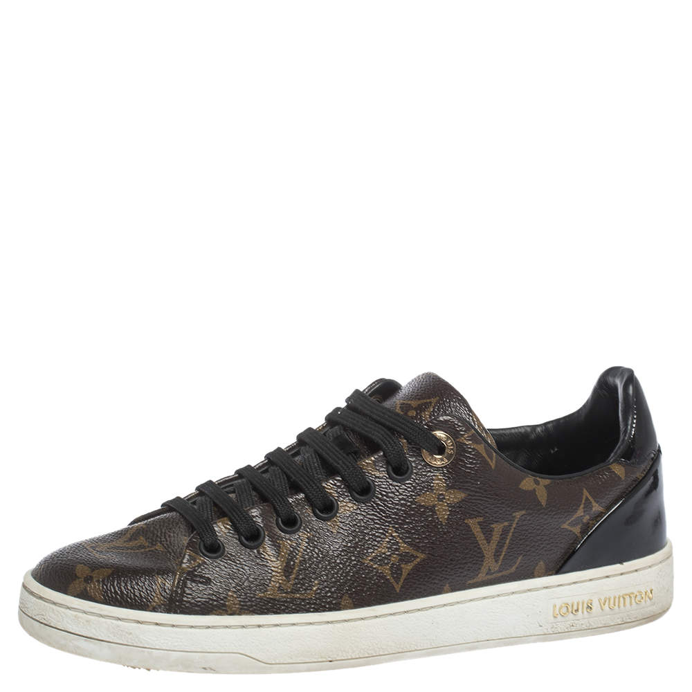 Louis Vuitton Monogram Canvas And Leather Trim Frontrow Low Top Sneakers Size 36.5