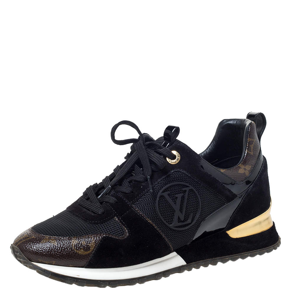 Louis Vuitton Monogram Canvas and Two Tone Mesh Run Away Lace Up Sneakers Size 38