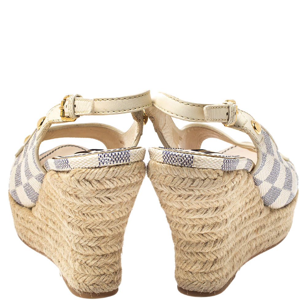 Louis Vuitton Damier Azur Wedge Sandals Size 38.5 Louis Vuitton | The  Luxury Closet