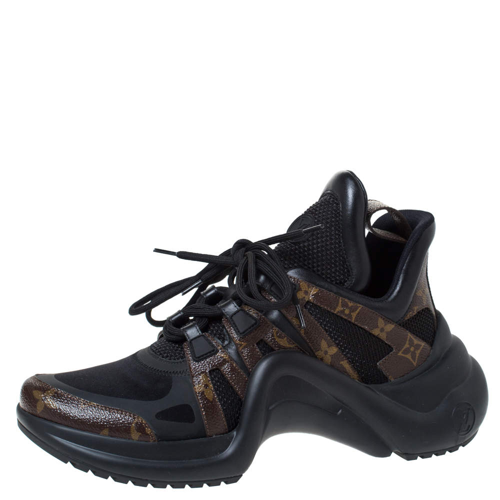 Pre Owned Louis Vuitton Black Monogram Canvas And Mesh LV Archlight Sneakers Size 42