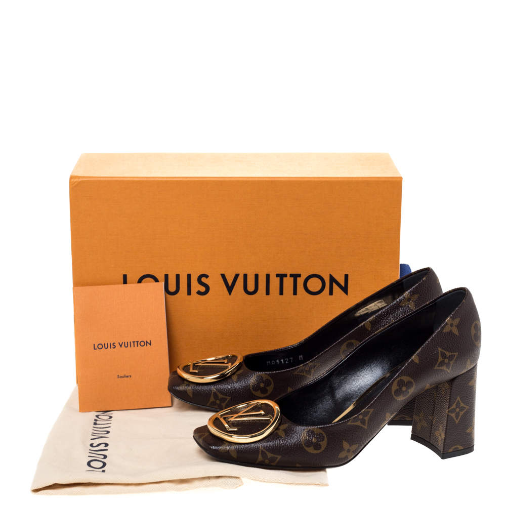 Louis Vuitton Monogram Canvas Madeleine Block Heel Pumps Size 36 For Sale  at 1stDibs