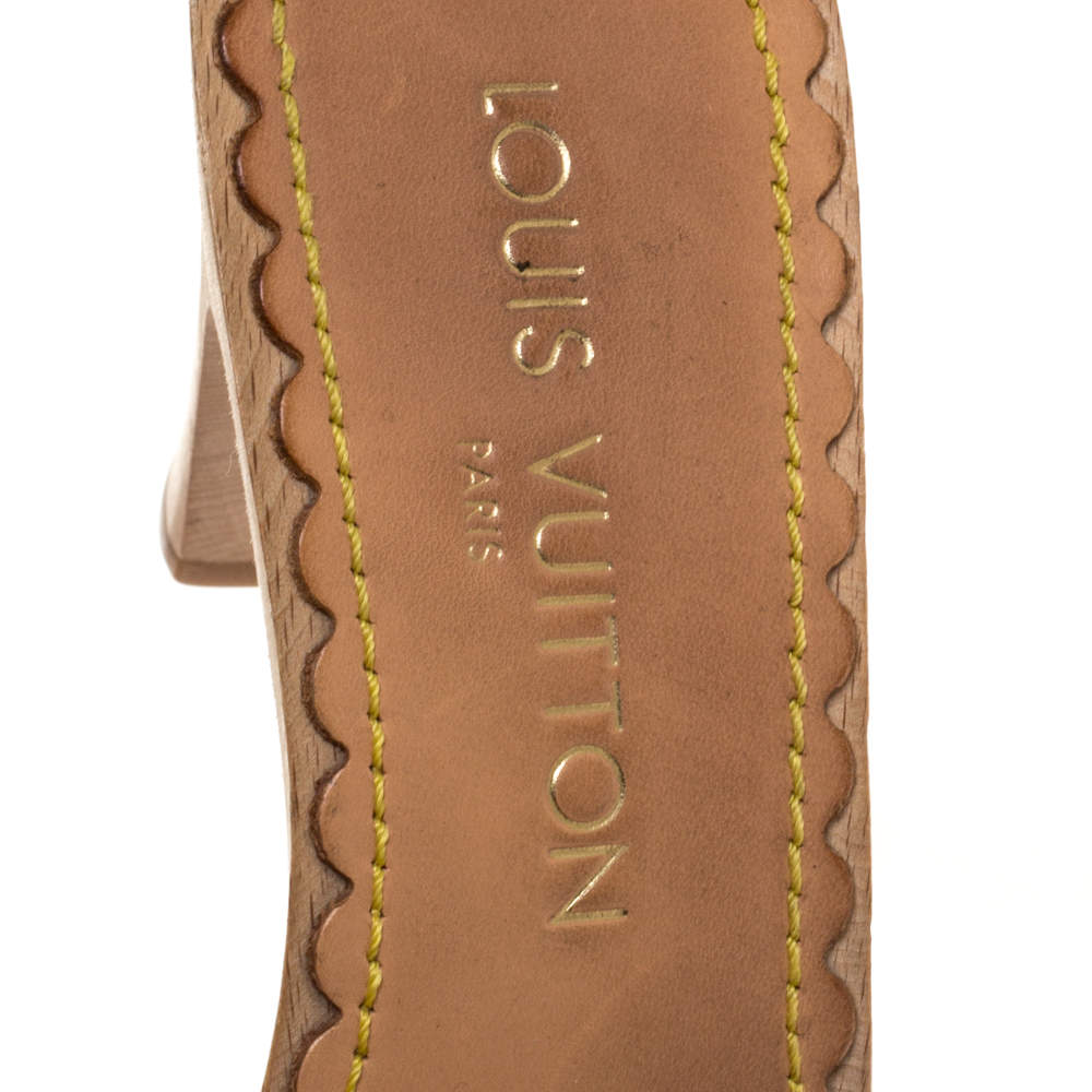 Louis Vuitton Beige Cut-out Leather Wooden Slide Clogs Size 38.5 Louis  Vuitton | The Luxury Closet