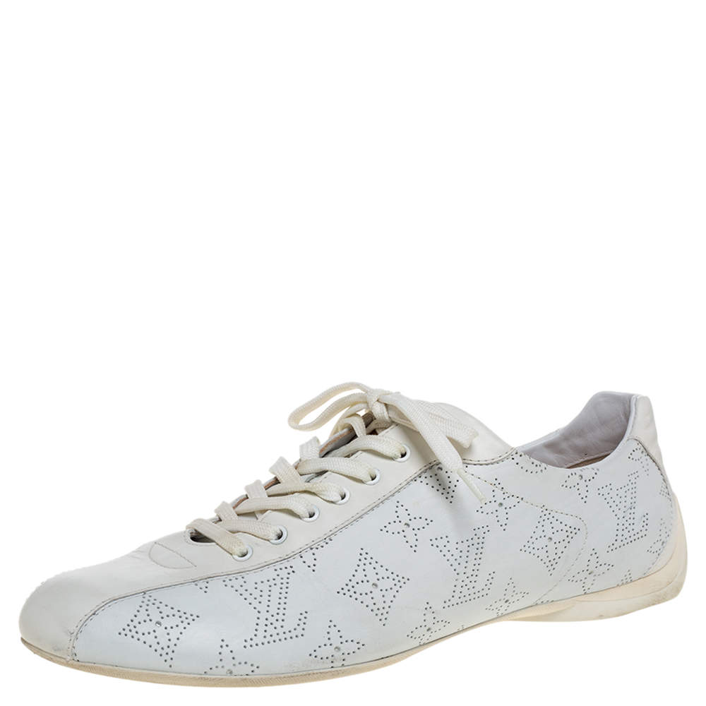Louis Vuitton White Mahina Leather Low Top Sneakers Size 40.5