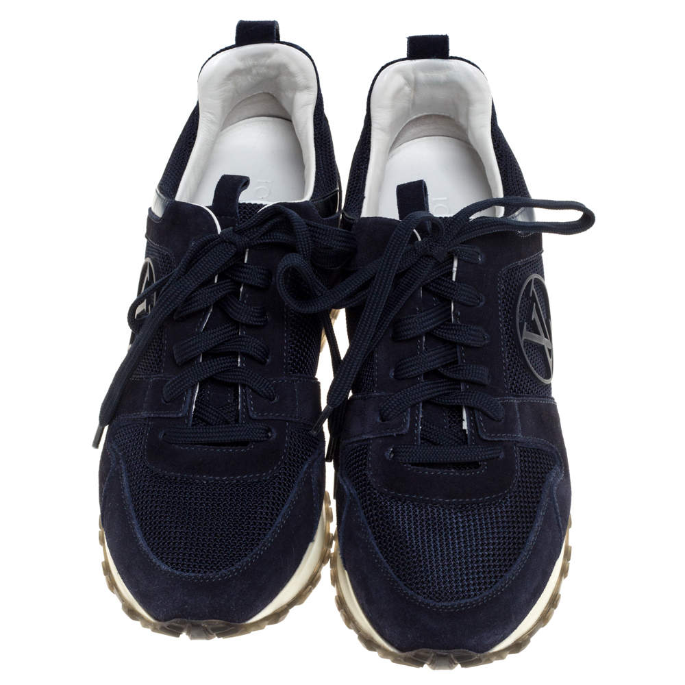 Louis Vuitton Navy Blue Suede and Mesh Run Away Lace Up Sneakers Size 35 Louis  Vuitton