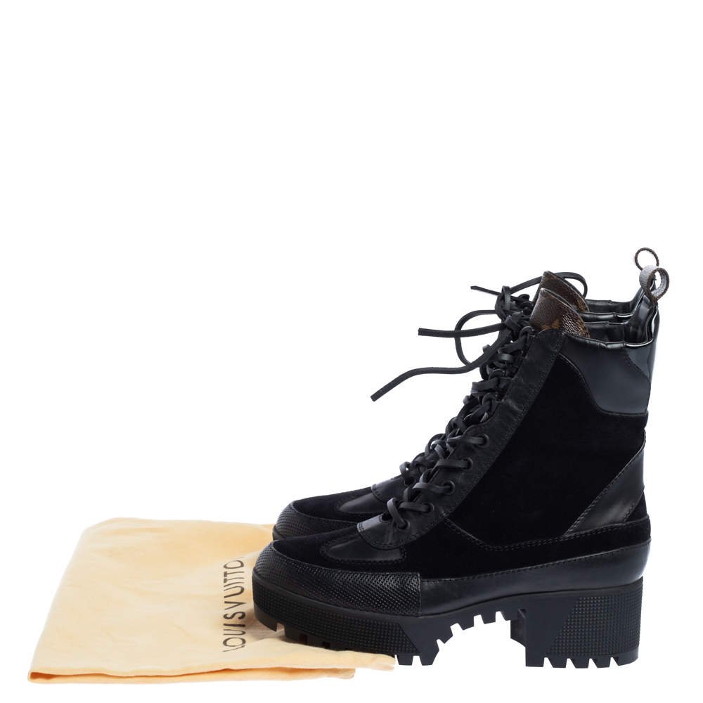 Louis Vuitton Black Leather / Suede Art Deco Ankle Boots Size 5.5/36 -  Yoogi's Closet