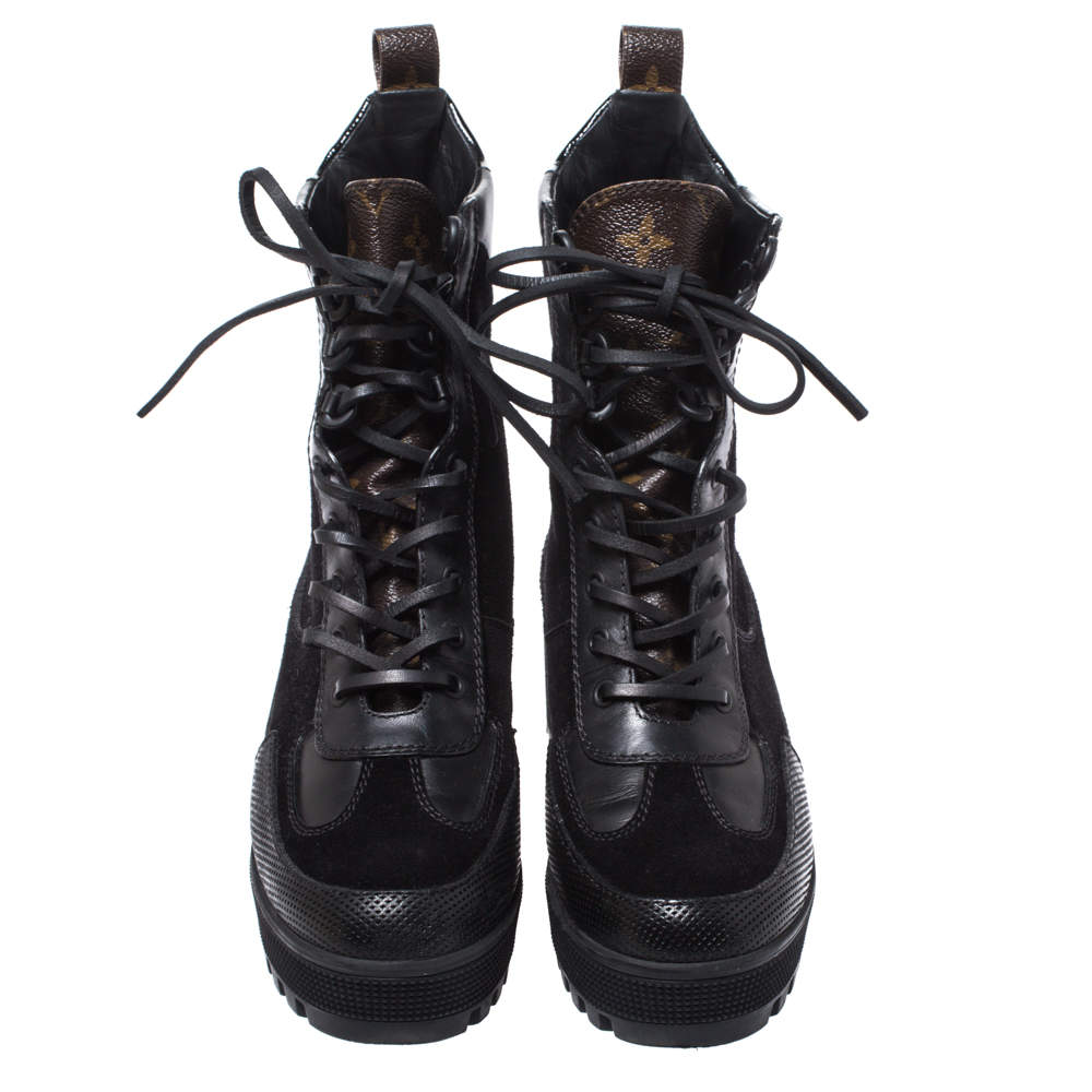 LOUIS VUITTON DESERT BOOTS LAUREATE SHOES 1a4XXW ANKLE BOOTS 36 Monogram  Black Leather ref.685157 - Joli Closet