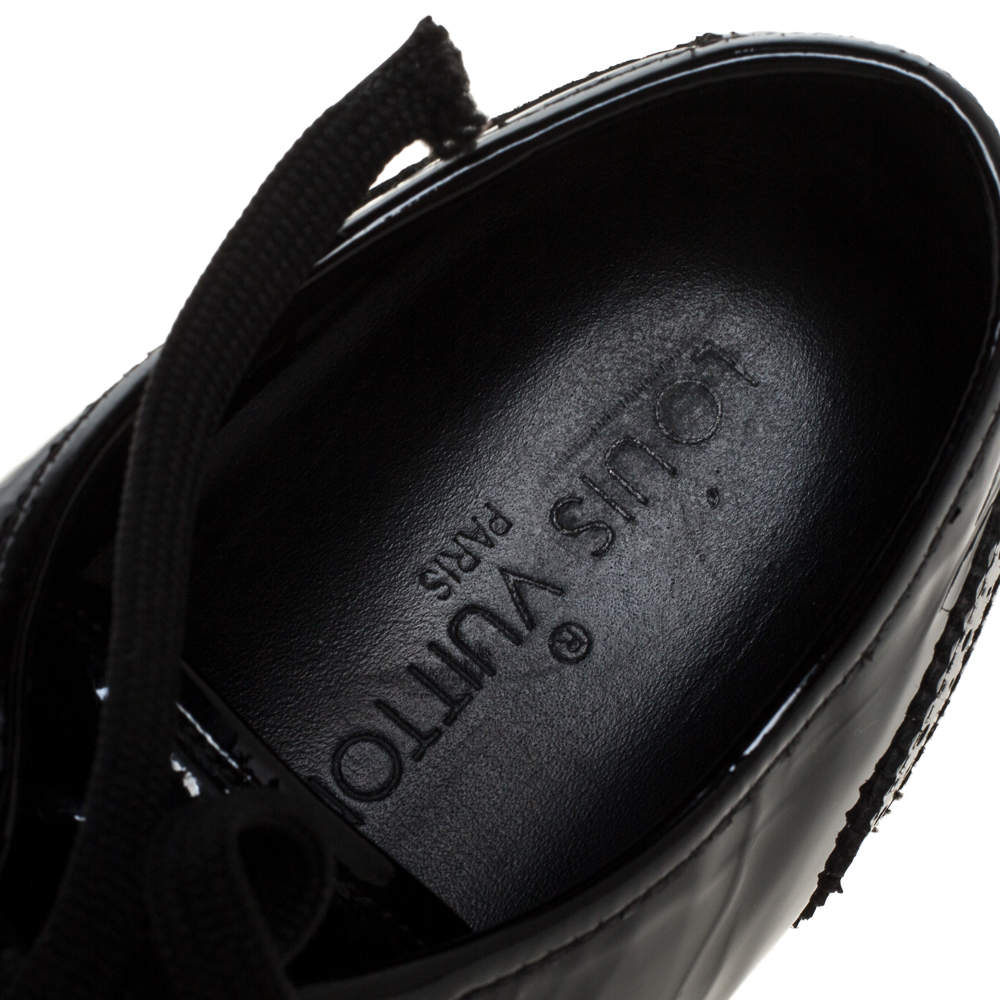 Louis Vuitton Black Patent Brogue Leather Lyrics Lace Up Sneakers Size 38 Louis  Vuitton