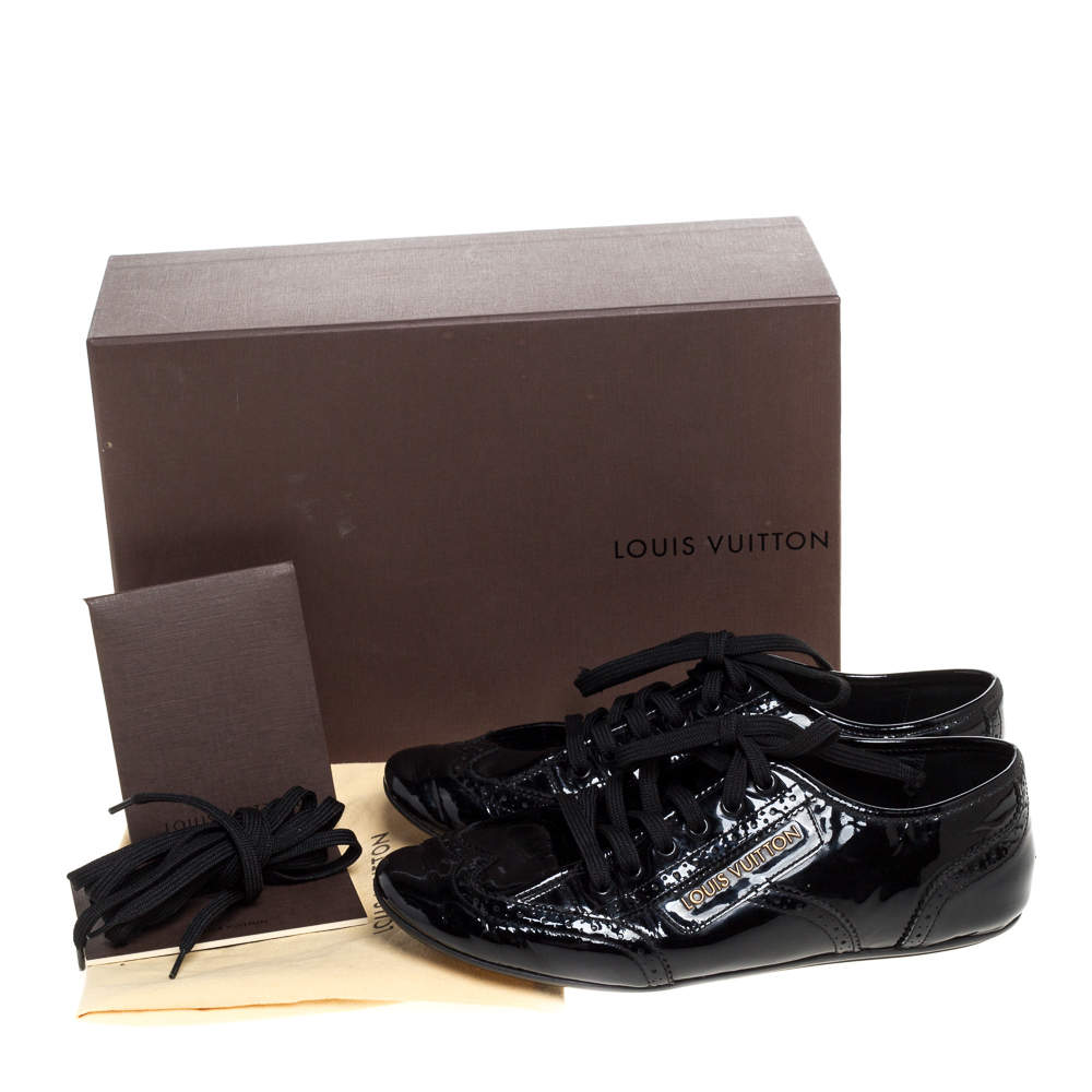 Louis Vuitton Black Patent Leather 'Lyrics' Brogue Sneakers Size