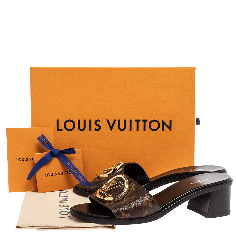 Lock it leather sandals Louis Vuitton Brown size 37.5 IT in Leather -  19523556