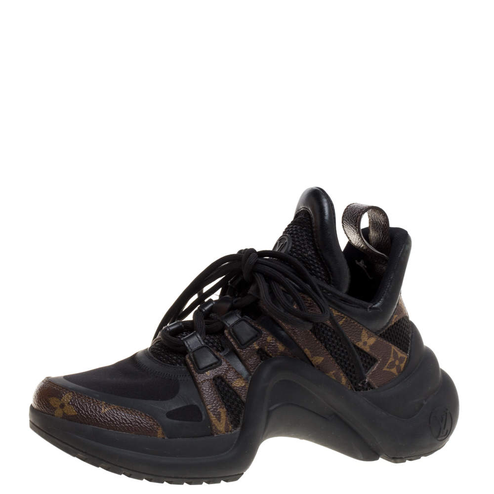 Pre Owned Louis Vuitton Black Monogram Canvas And Mesh LV Archlight Sneakers Size 35.5