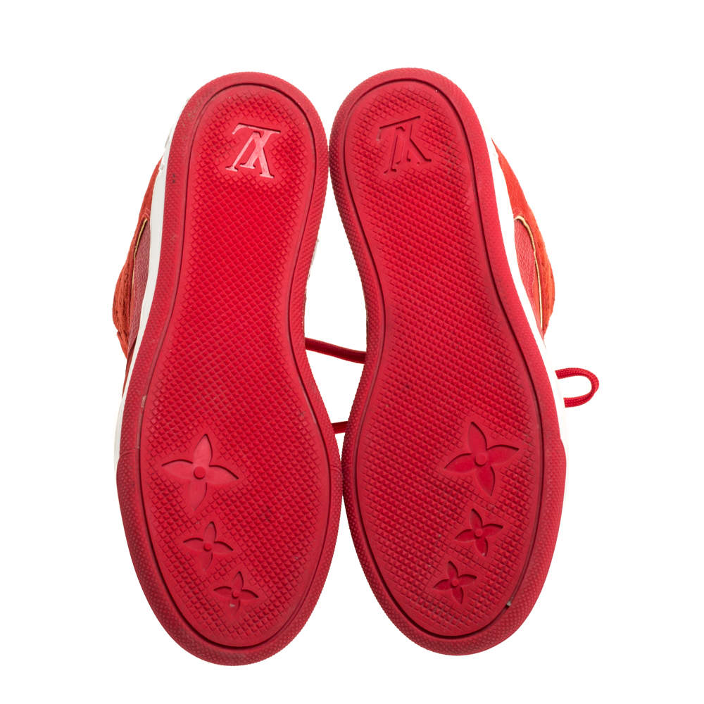 Louis Vuitton Red Suede Monogram Millenium Wedge Sneakers Size 36 Louis  Vuitton | The Luxury Closet