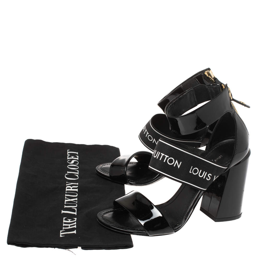 Louis Vuitton Black Patent Leather Star Trail Ankle Strap Sandals Size 36  Louis Vuitton