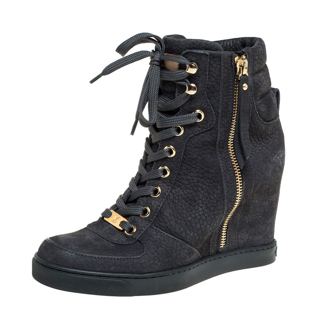 Louis Vuitton Black Leather Lace Up Ankle Boots Size 36