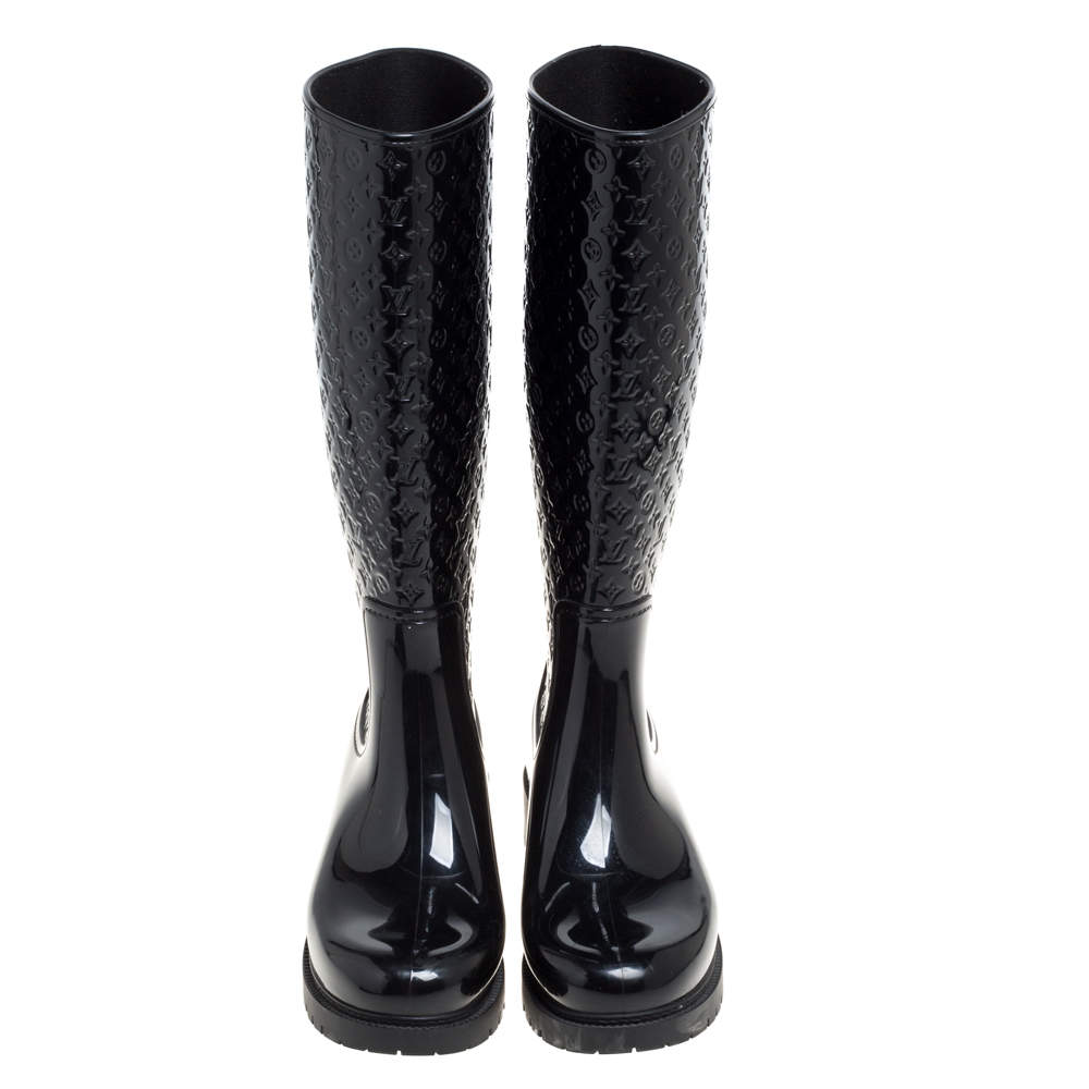 Louis Vuitton, Shoes, Louis Vuitton Monogram Rubber Rain Boots Shoes  Women 38 Black