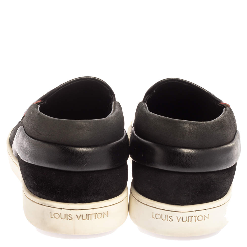 Louis Vuitton Black Patent Gold Studded Tempo Slip On Sneakers Size 36.5 Louis  Vuitton