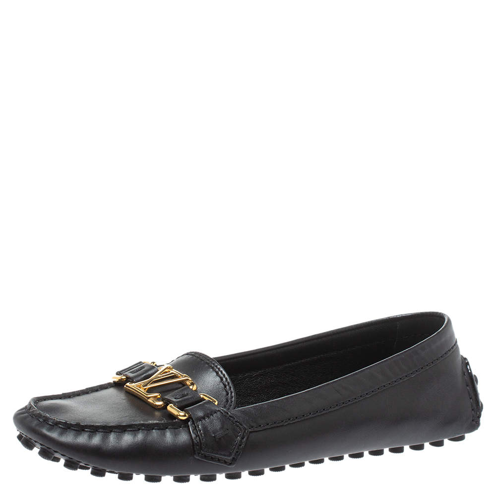 مملوكة مسبقًا Louis Vuitton Black Leather Monte Carlo Oxford Ballet Flats Size 37